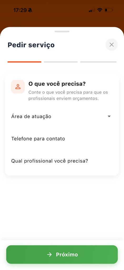 Publicação de serviço no app