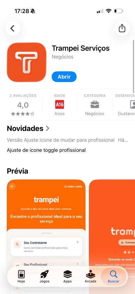 Trampei na App Store